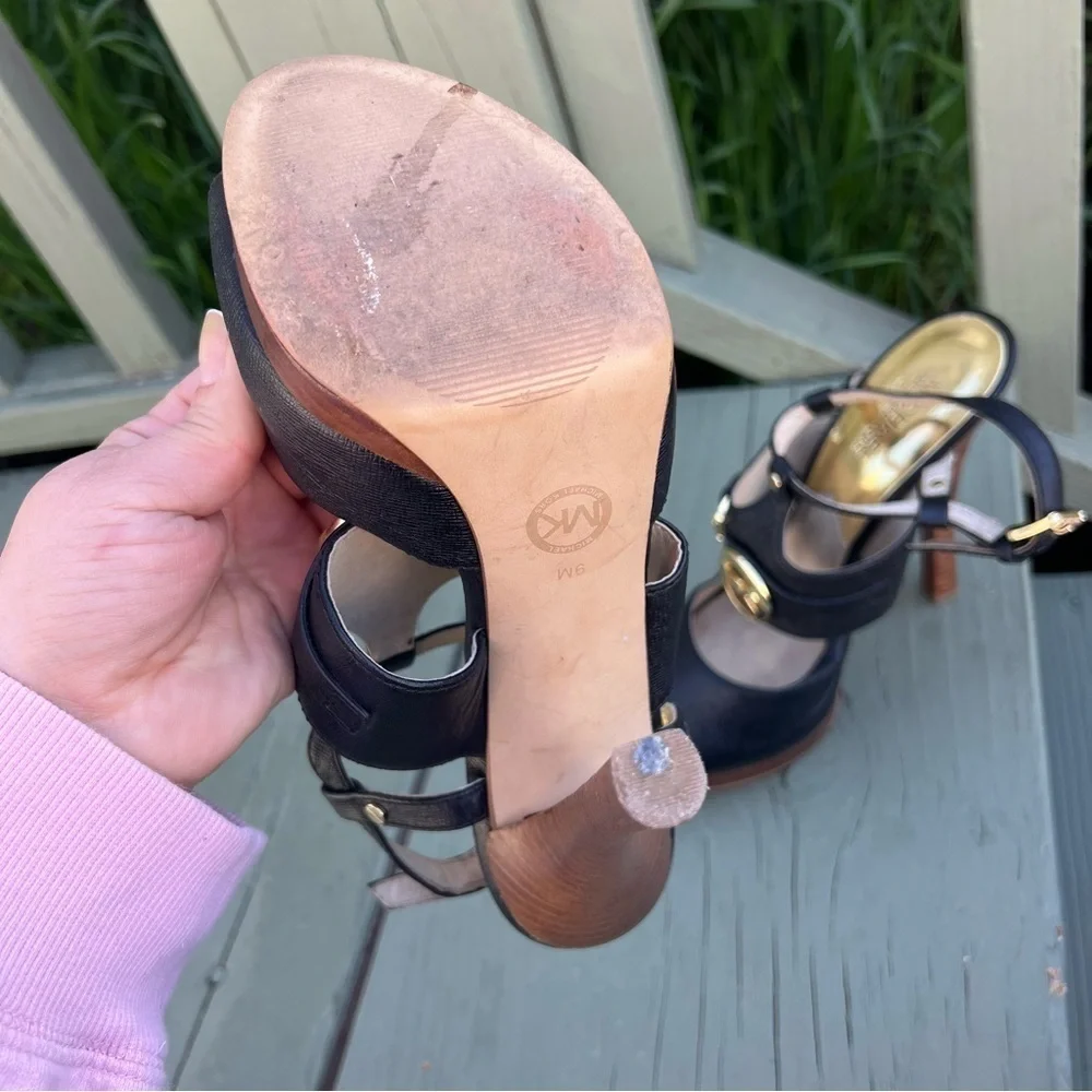 Michael Kors, McKenzie Black Women Heel Sandals Size 9